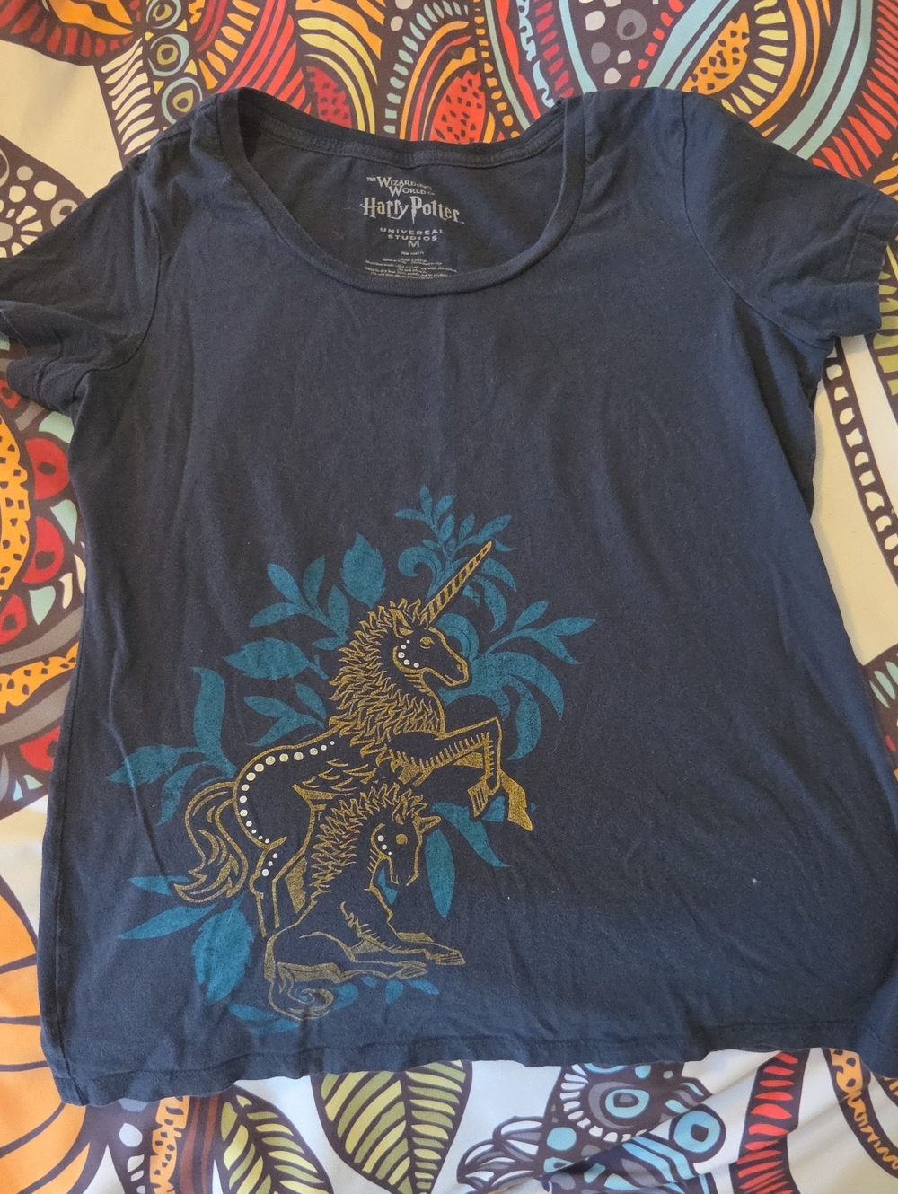 Wizarding World Of Harry Potter Navy Blue Unicorn Graphic Tee